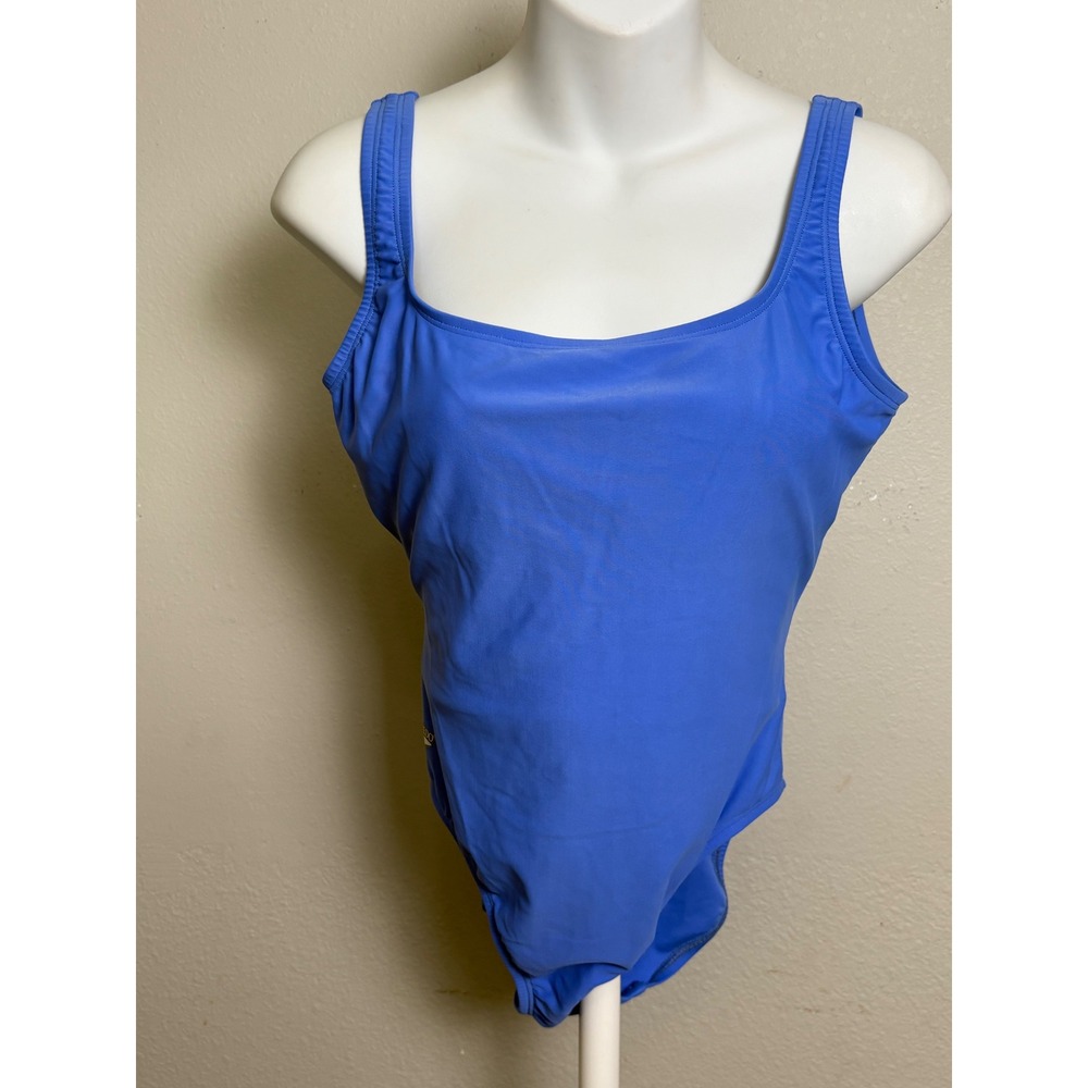 Speedo Women Periwinkle Blue One Piece Swimsuit Square Neck Scoop Back 8 7225003 - Picture 2 of 7